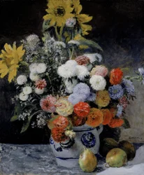 Blandede blomster i en gryte